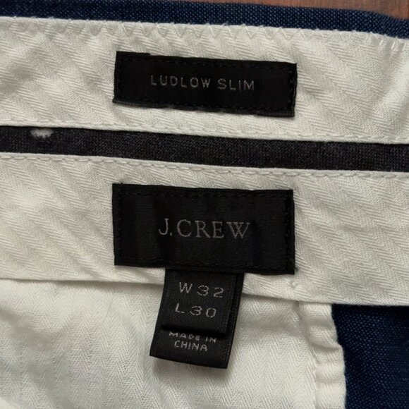 J.Crew Pants Mens Size 32x30 Ludlow Slim Fit Linen Blend Dress Suit Blue - Picture 6 of 8